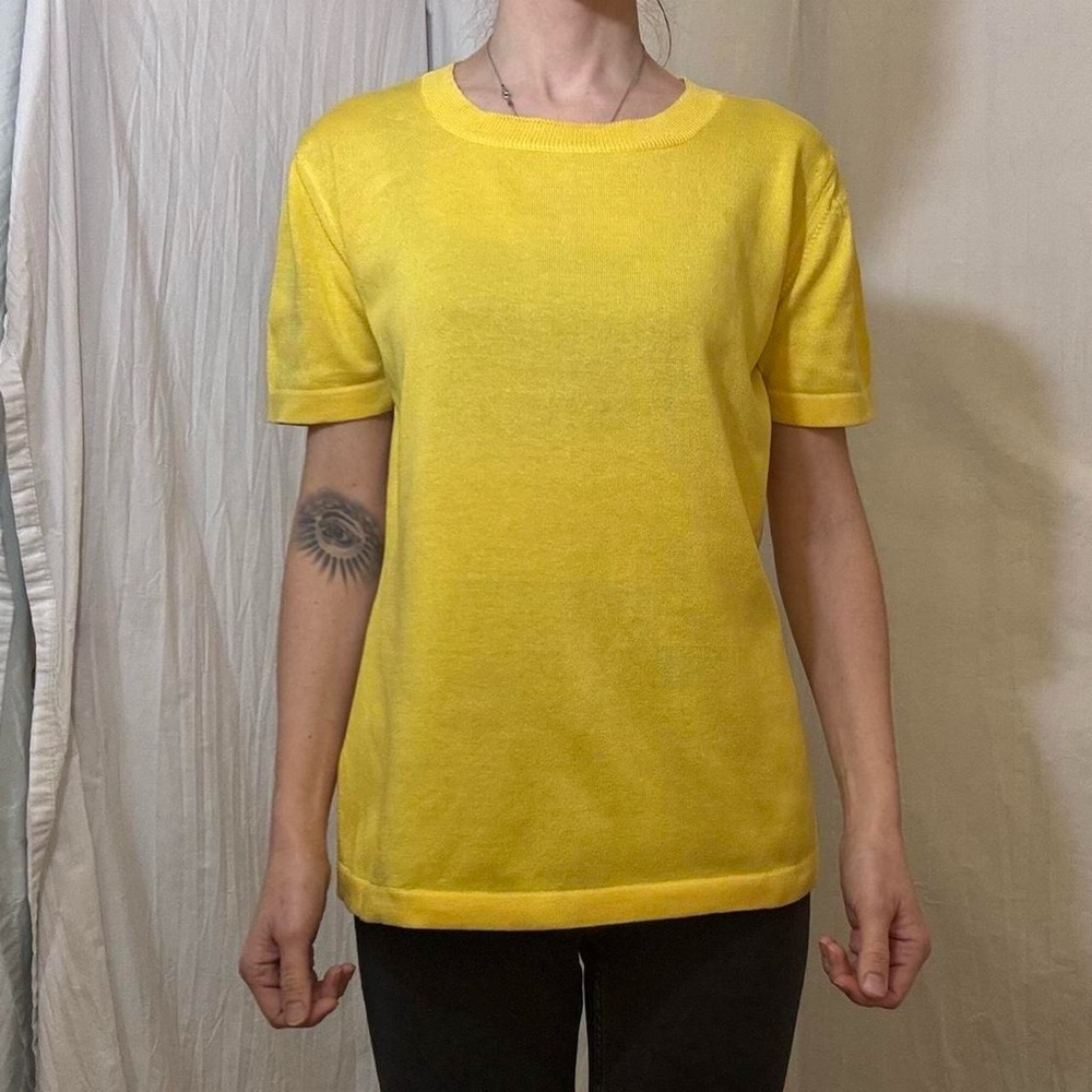 Bright yellow Escada short sleeve sweater 100% cotton
